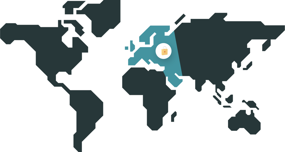 World map highlighting GDPR-compliant regions in Europe with an icon indicating data protection focus" Let me know if you'd like to tailor it further for SEO or accessibility!