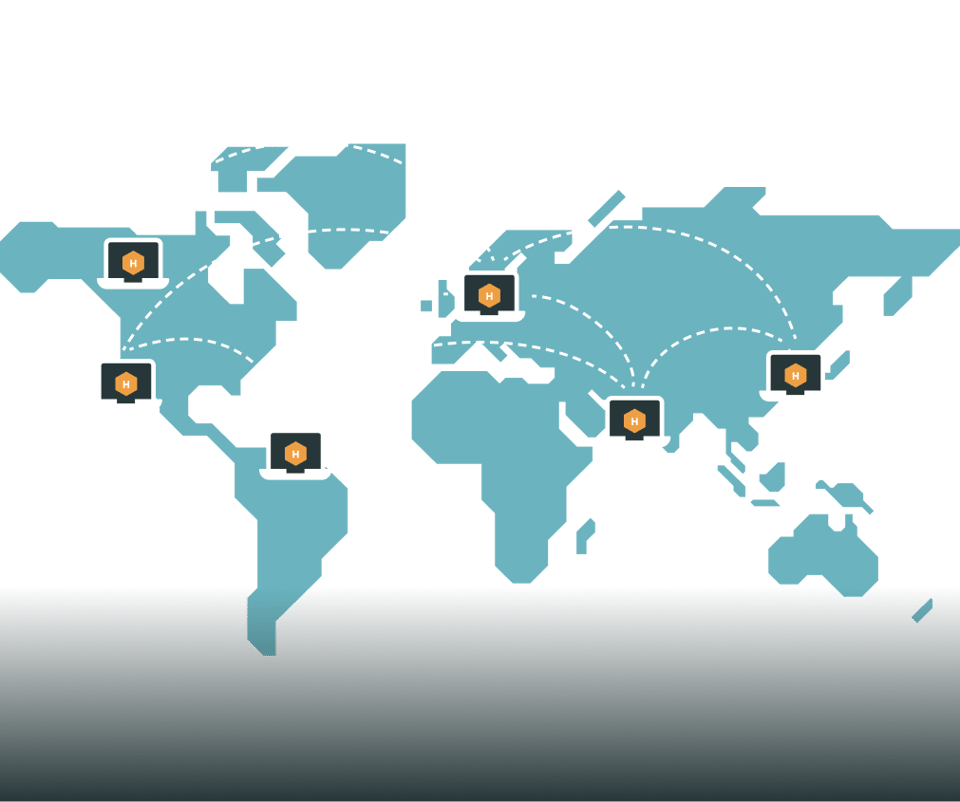 Global network map showing distributed video delivery points with Hive eCDN technology